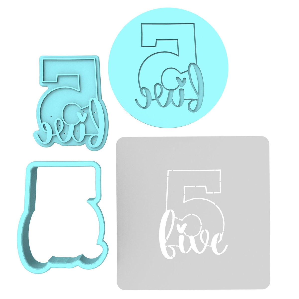Number Five Birthday Cookie Cutter | Stamp | Stencil Cookie Cutter Lady 