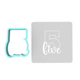 Number Five Cookie Cutter | Stamp | Stencil birthday Cookie Cutter Lady MINI - 2 Inches (5cm) **BUNDLE** Cutter + Stencil 
