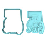 Number Five Cookie Cutter | Stamp | Stencil birthday Cookie Cutter Lady MINI - 2 Inches (5cm) **BUNDLE** Cutter + Stamp 