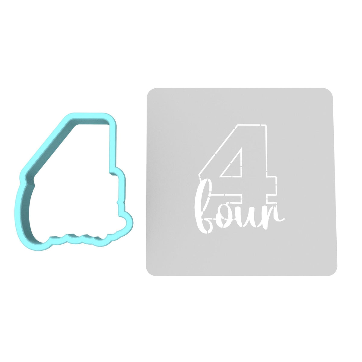 Number Four Birthday Cookie Cutter | Stamp | Stencil Cookie Cutter Lady 