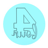 Number Four Birthday Cookie Cutter | Stamp | Stencil Cookie Cutter Lady 