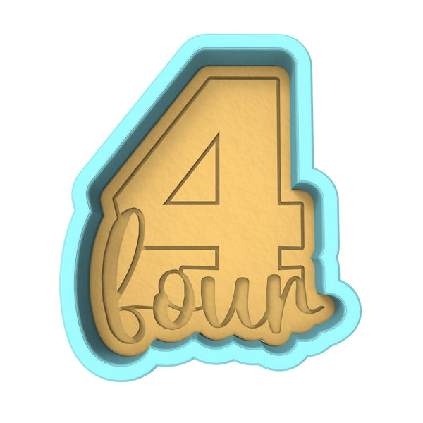 Number Four Birthday Cookie Cutter | Stamp | Stencil Cookie Cutter Lady 