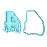 Number Four Cookie Cutter | Stamp | Stencil birthday Cookie Cutter Lady MINI - 2 Inches (5cm) **BUNDLE** Cutter + Stamp 