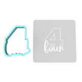 Number Four Cookie Cutter | Stamp | Stencil birthday Cookie Cutter Lady MINI - 2 Inches (5cm) **BUNDLE** Cutter + Stencil 