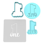 Number One Cookie Cutter | Stamp | Stencil birthday Cookie Cutter Lady MINI - 2 Inches (5cm) **FULL SET BUNDLE** Cutter + Stamp + Stencil + Debosser **BEST DEAL**