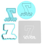 Number Seven Cookie Cutter | Stamp | Stencil birthday Cookie Cutter Lady MINI - 2 Inches (5cm) **FULL SET BUNDLE** Cutter + Stamp + Stencil + Debosser **BEST DEAL** 