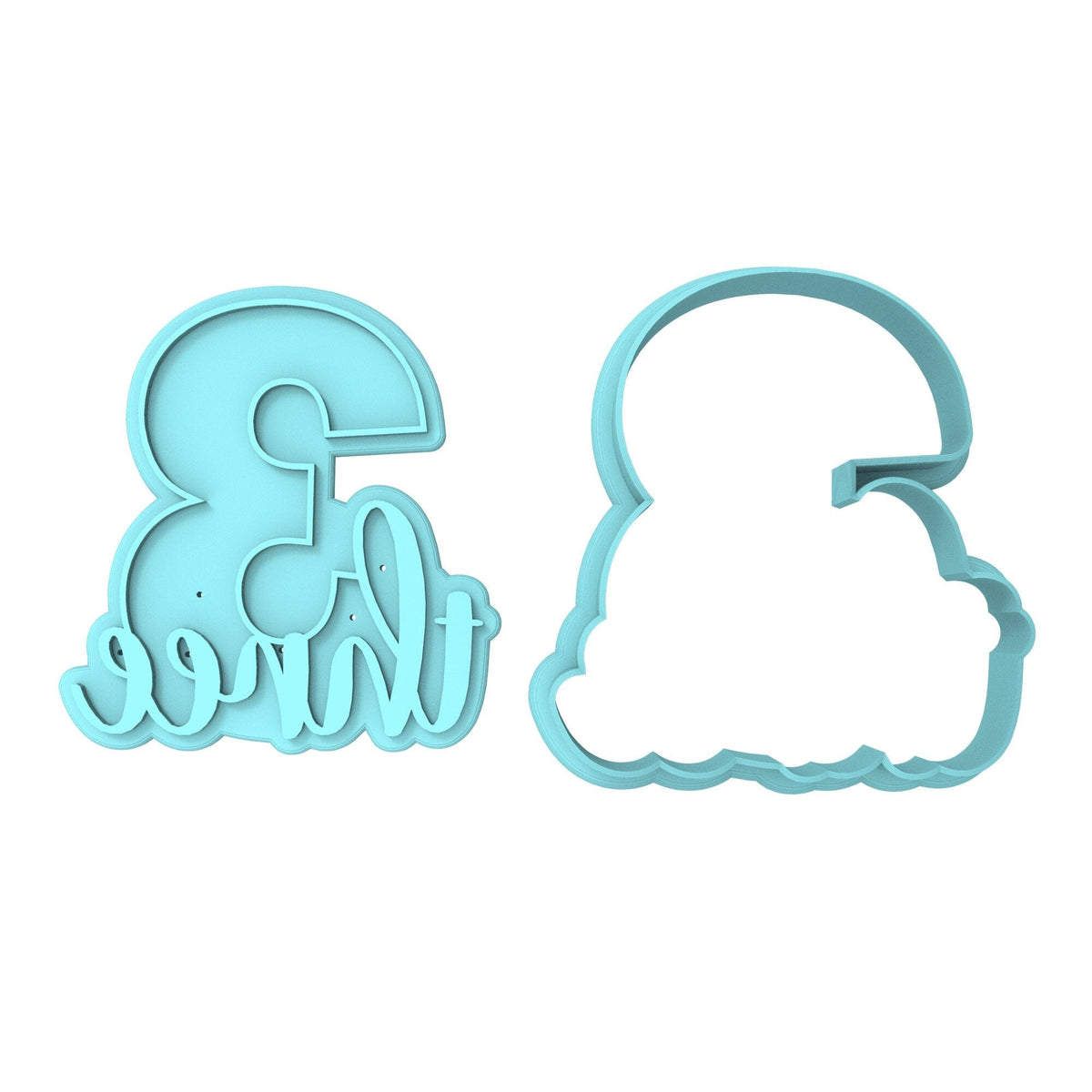 Number Three Birthday Cookie Cutter | Stamp | Stencil Cookie Cutter Lady 