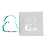 Number Three Birthday Cookie Cutter | Stamp | Stencil Cookie Cutter Lady 
