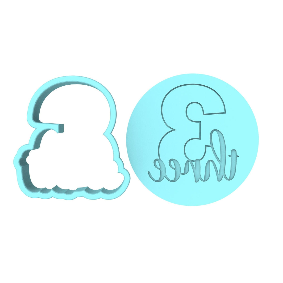 Number Three Birthday Cookie Cutter | Stamp | Stencil Cookie Cutter Lady 