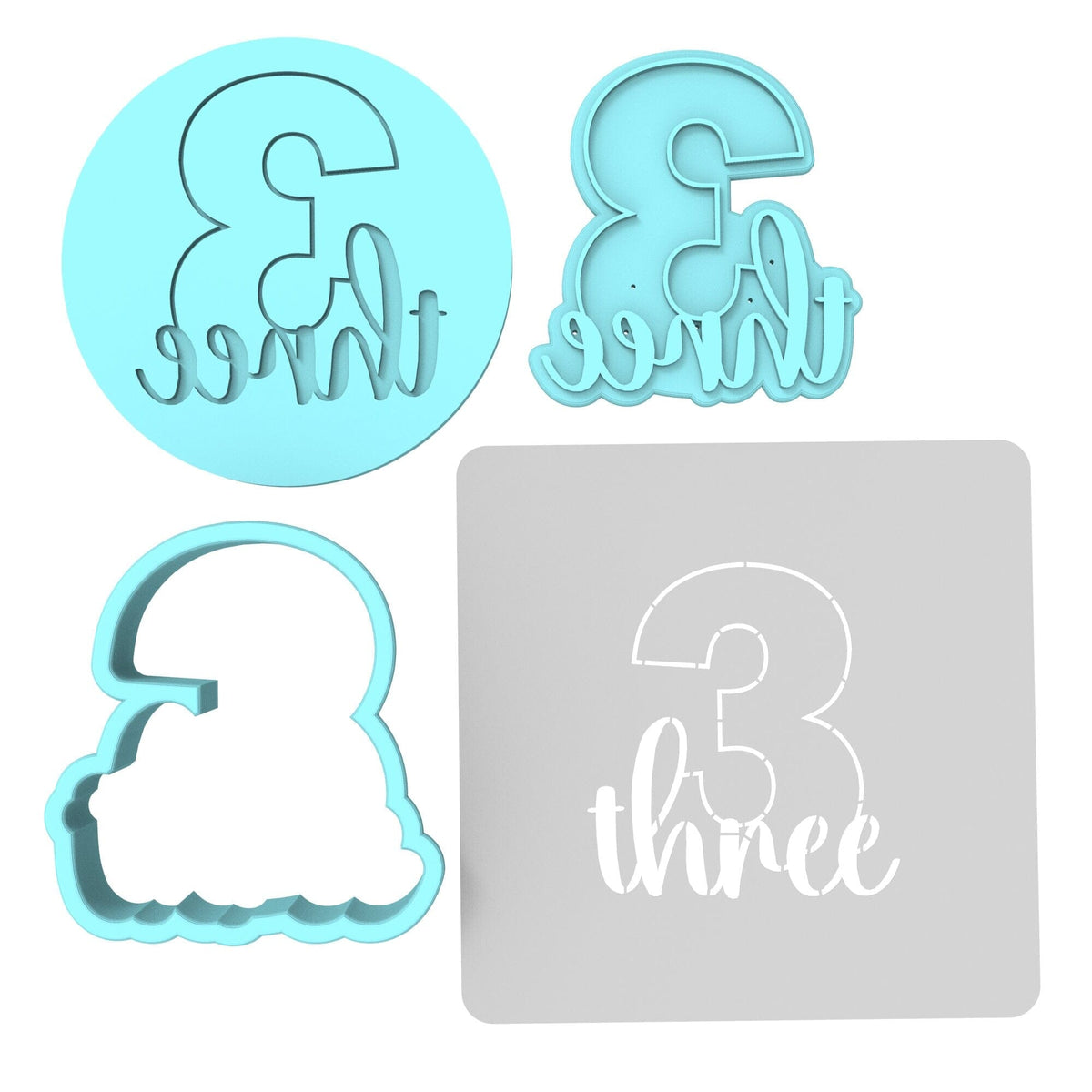 Number Three Birthday Cookie Cutter | Stamp | Stencil Cookie Cutter Lady 