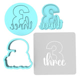 Number Three Birthday Cookie Cutter | Stamp | Stencil Cookie Cutter Lady 