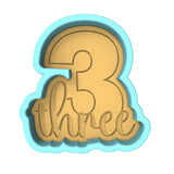 Number Three Cookie Cutter | Stamp | Stencil birthday Cookie Cutter Lady MINI - 2 Inches (5cm) **BUNDLE** Cutter + Stamp 