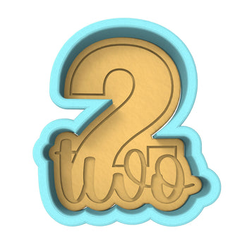 a 3d image of the number two in gold and blue