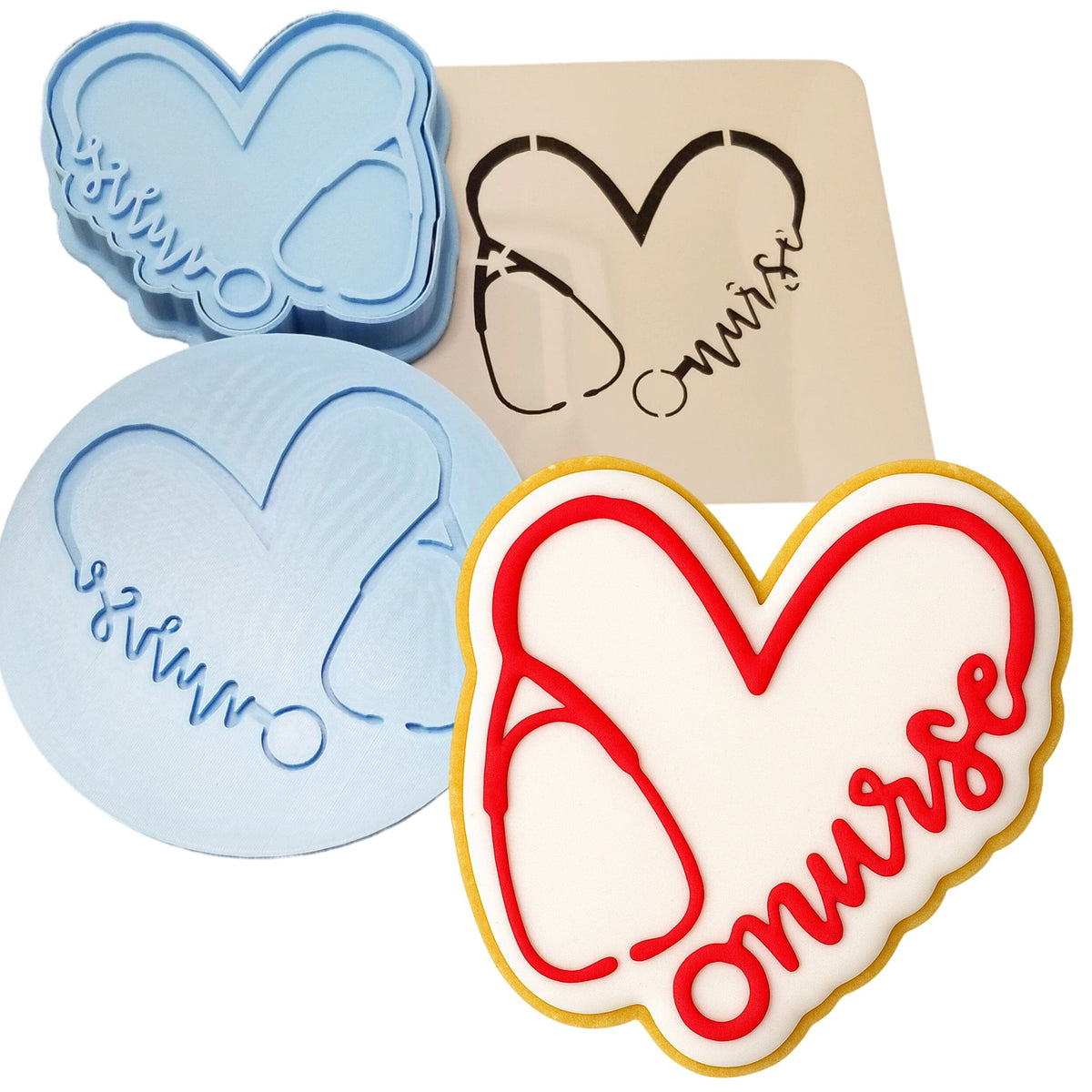 Nurse Heart Cookie Cutter | Stamp | Stencil #1 School / Grad Cookie Cutter Lady 