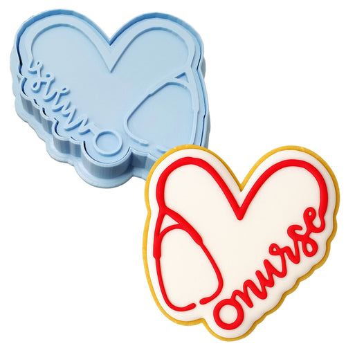 Nurse Heart Cookie Cutter | Stamp | Stencil #1
