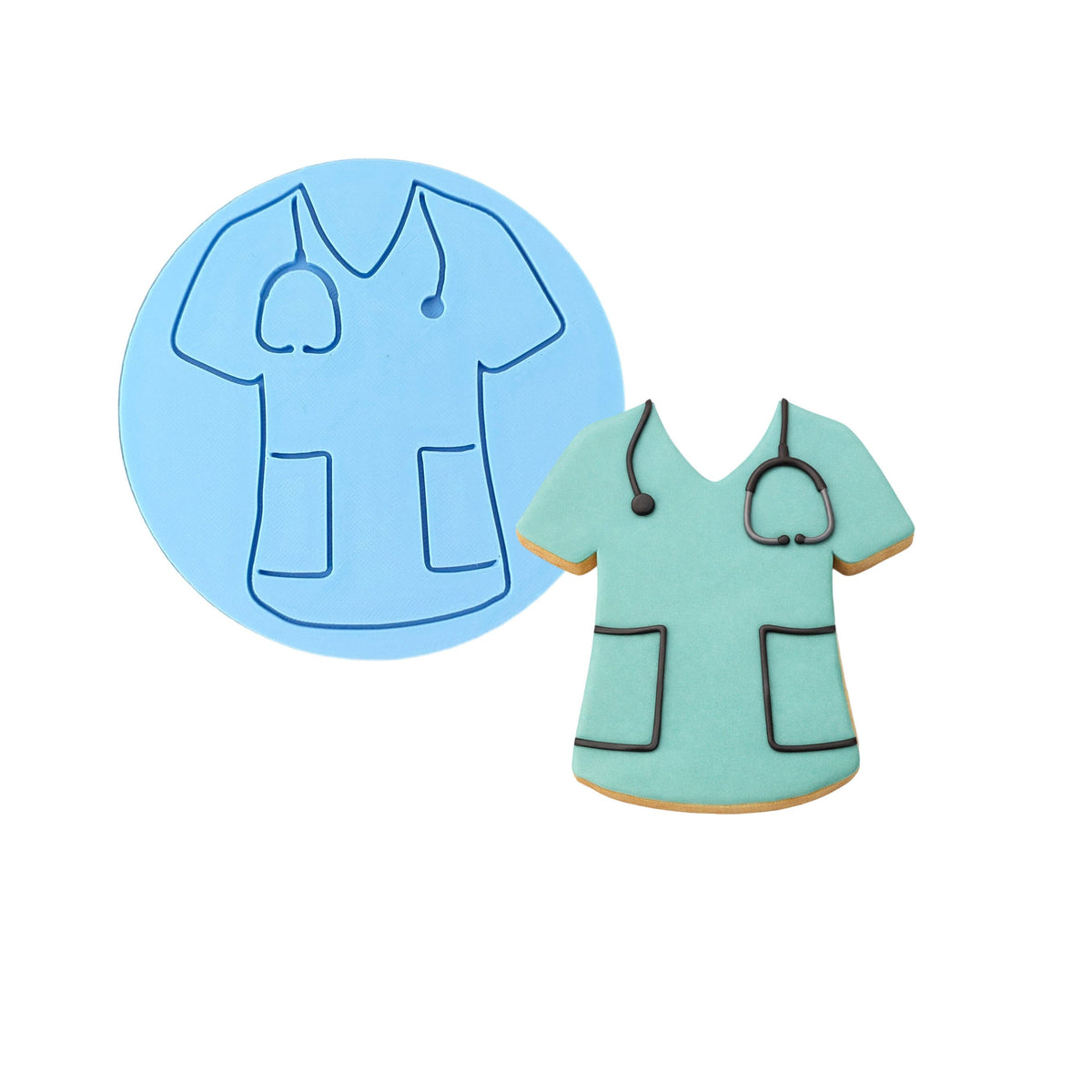 Nurse Scrubs Cookie Cutter | Stamp | Stencil #1 School / Grad Cookie Cutter Lady MINI - 2 Inches (5cm) Debosser ONLY 