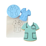 Nurse Scrubs Cookie Cutter | Stamp | Stencil #1 School / Grad Cookie Cutter Lady MINI - 2 Inches (5cm) **FULL SET BUNDLE** Cutter + Stamp + Stencil + Debosser **BEST DEAL** 