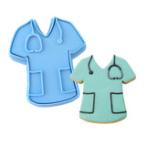 Nurse Scrubs Cookie Cutter | Stamp | Stencil #1 School / Grad Cookie Cutter Lady MINI - 2 Inches (5cm) **BUNDLE** Cutter + Stamp 