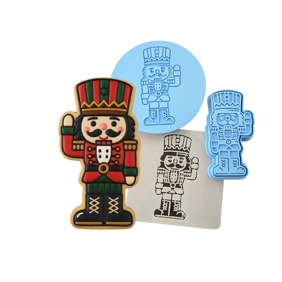 Nutcracker Green and Red Cookie Cutter | Stamp | Stencil - SHARP EDGES - FAST Shipping - Choose Your Own Size! #1 Cookie Cutter Lady LITTLE - 3 Inches (7.62cm) **FULL SET BUNDLE** Cutter + Stamp + Stencil + Debosser **BEST DEAL** 