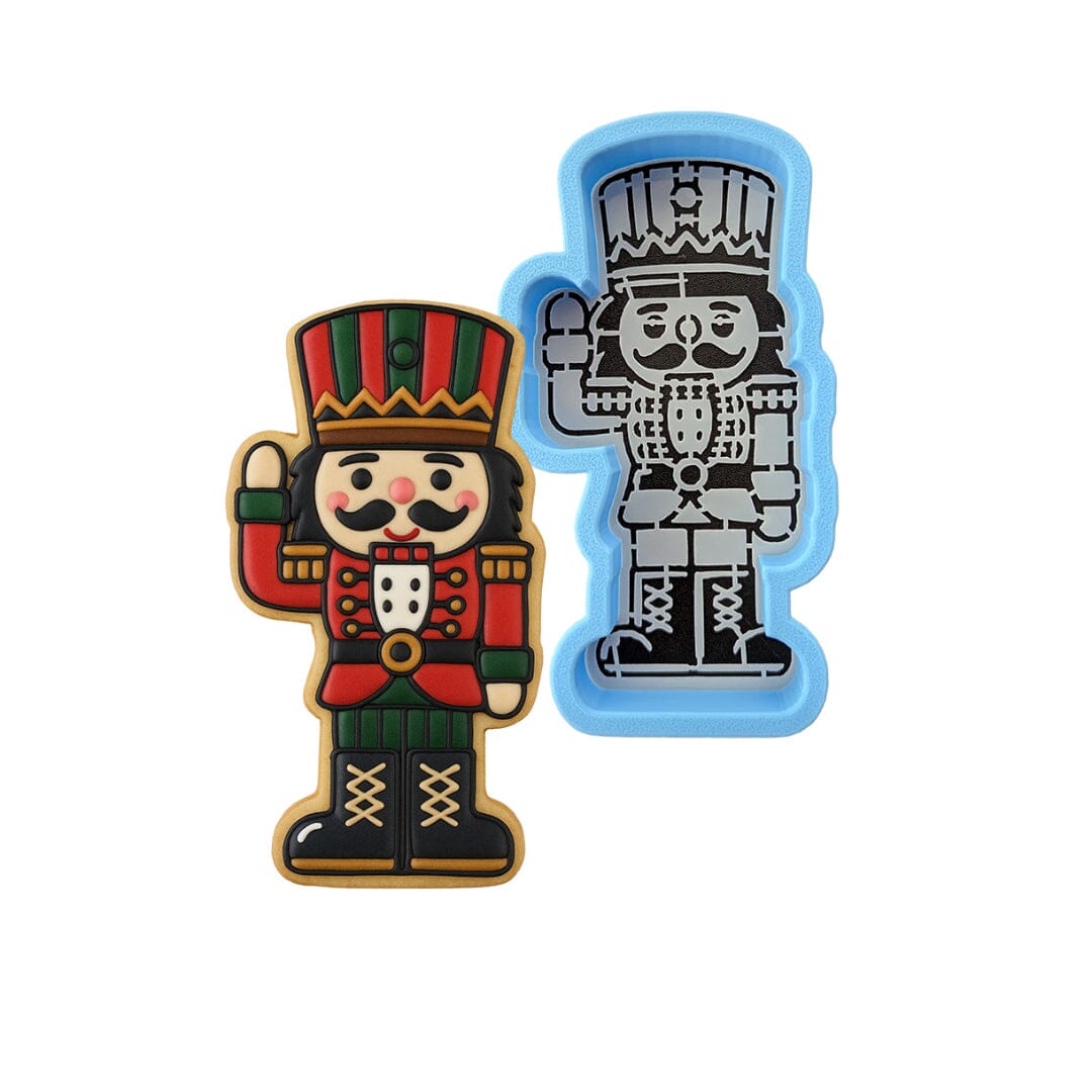 Nutcracker Green and Red Cookie Cutter | Stamp | Stencil - SHARP EDGES - FAST Shipping - Choose Your Own Size! #1 Cookie Cutter Lady LITTLE - 3 Inches (7.62cm) **BUNDLE** Cutter + Stencil 