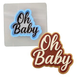 Oh Baby Script Cookie Cutter | Stamp | Stencil - SHARP EDGES - FAST Shipping - Choose Your Own Size! #1 Cookie Cutter Lady LITTLE - 3 Inches (7.62cm) **BUNDLE** Cutter + Stencil 