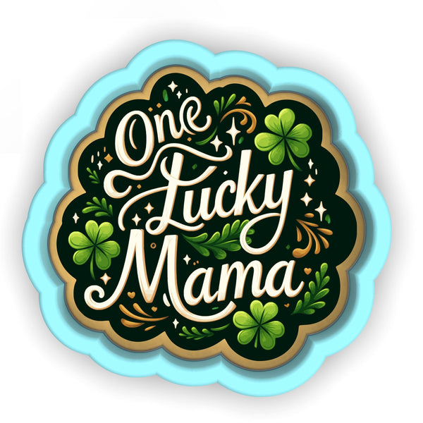 a sticker that says one lucky mama