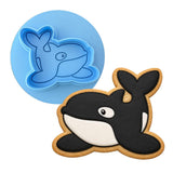 Orca Whale Cookie Cutter | Stamp | Stencil #1 Beach / Summer Cookie Cutter Lady MINI - 2 Inches (5cm) **BUNDLE** Cutter + Debosser 