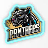 a black panther logo on a white background