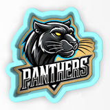 a black panther logo on a white background