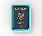 A blue passport cover with the text "PASSPORT" and the United States of America printed on it.