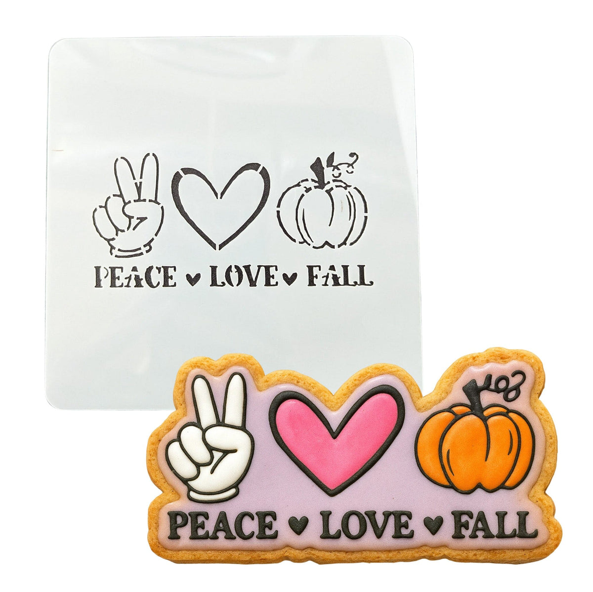 Peace Love Fall Cookie Cutter | Stamp | Stencil #1 Halloween / Fall Cookie Cutter Lady MINI - 2 Inches (5cm) Stencil ONLY 