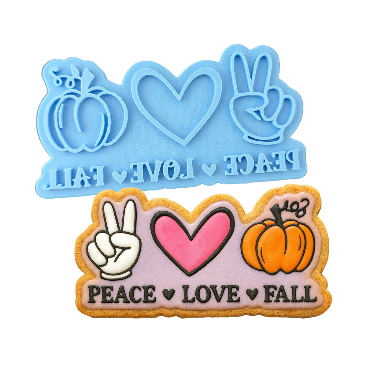 Peace Love Fall Cookie Cutter | Stamp | Stencil #1 Halloween / Fall Cookie Cutter Lady MINI - 2 Inches (5cm) Stamp ONLY 