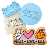 Peace Love Fall Cookie Cutter | Stamp | Stencil #1 Halloween / Fall Cookie Cutter Lady MINI - 2 Inches (5cm) **FULL SET BUNDLE** Cutter + Stamp + Stencil + Debosser **BEST DEAL** 