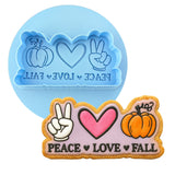 Peace Love Fall Cookie Cutter | Stamp | Stencil #1 Halloween / Fall Cookie Cutter Lady MINI - 2 Inches (5cm) **BUNDLE** Cutter + Debosser 