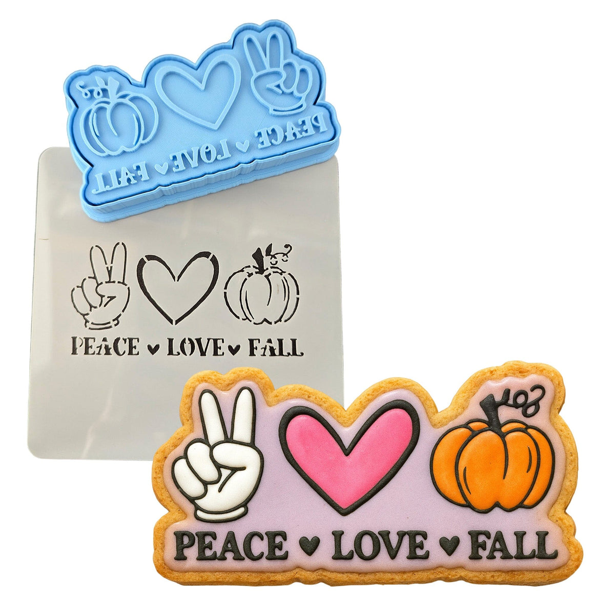 Peace Love Fall Cookie Cutter | Stamp | Stencil #1 Halloween / Fall Cookie Cutter Lady 
