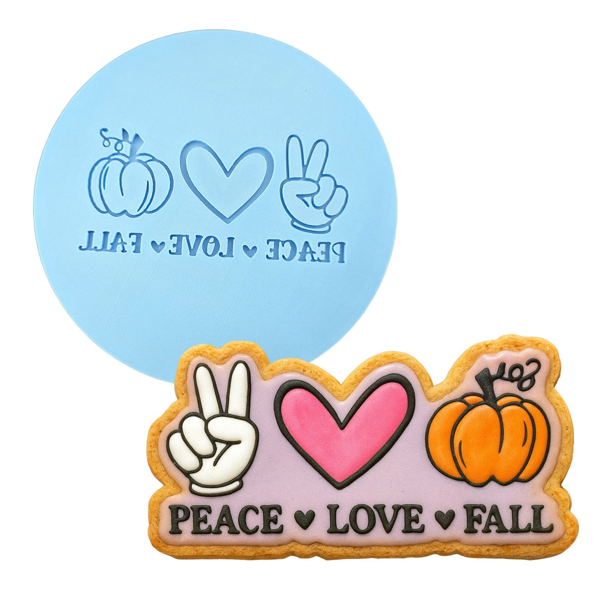 Peace Love Fall Cookie Cutter | Stamp | Stencil #1 Halloween / Fall Cookie Cutter Lady MINI - 2 Inches (5cm) Debosser ONLY 
