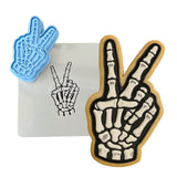 Peace Sign Skeleton Hand Cookie Cutter | Stamp | Stencil - SHARP EDGES - FAST Shipping - Choose Your Own Size! #1 Cookie Cutter Lady LITTLE - 3 Inches (7.62cm) **BUNDLE** Cutter + Stamp + Stencil 