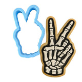 Peace Sign Skeleton Hand Cookie Cutter | Stamp | Stencil - SHARP EDGES - FAST Shipping - Choose Your Own Size! #1 Cookie Cutter Lady LITTLE - 3 Inches (7.62cm) Cookie Cutter ONLY (Outline) 