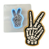 Peace Sign Skeleton Hand Cookie Cutter | Stamp | Stencil - SHARP EDGES - FAST Shipping - Choose Your Own Size! #1 Cookie Cutter Lady LITTLE - 3 Inches (7.62cm) **BUNDLE** Cutter + Stencil 