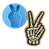 Peace Sign Skeleton Hand Cookie Cutter | Stamp | Stencil - SHARP EDGES - FAST Shipping - Choose Your Own Size! #1 Cookie Cutter Lady LITTLE - 3 Inches (7.62cm) **BUNDLE** Cutter + Debosser 