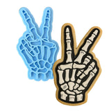 Peace Sign Skeleton Hand Cookie Cutter | Stamp | Stencil - SHARP EDGES - FAST Shipping - Choose Your Own Size! #1 Cookie Cutter Lady LITTLE - 3 Inches (7.62cm) Stamp ONLY 