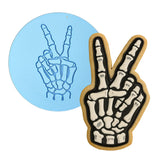 Peace Sign Skeleton Hand Cookie Cutter | Stamp | Stencil - SHARP EDGES - FAST Shipping - Choose Your Own Size! #1 Cookie Cutter Lady LITTLE - 3 Inches (7.62cm) Debosser ONLY 