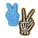 Peace Sign Skeleton Hand Cookie Cutter | Stamp | Stencil - SHARP EDGES - FAST Shipping - Choose Your Own Size! #1 Cookie Cutter Lady LITTLE - 3 Inches (7.62cm) **BUNDLE** Cutter + Stamp 
