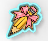Pencil with Pink Bow 1 Cookie Cutter | Stamp | Stencil - SHARP EDGES - FAST Shipping - Choose Your Own Size! #1