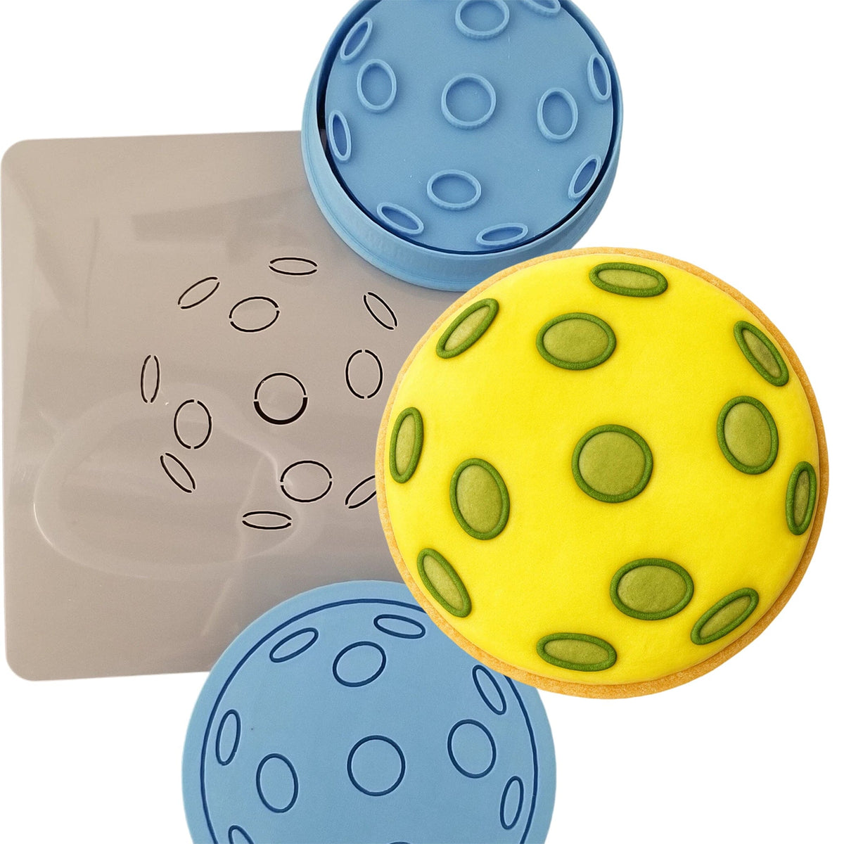 Pickle Ball Cookie Cutter | Stamp | Stencil #1 Sports Cookie Cutter Lady MINI - 2 Inches (5cm) **FULL SET BUNDLE** Cutter + Stamp + Stencil + Debosser **BEST DEAL** 