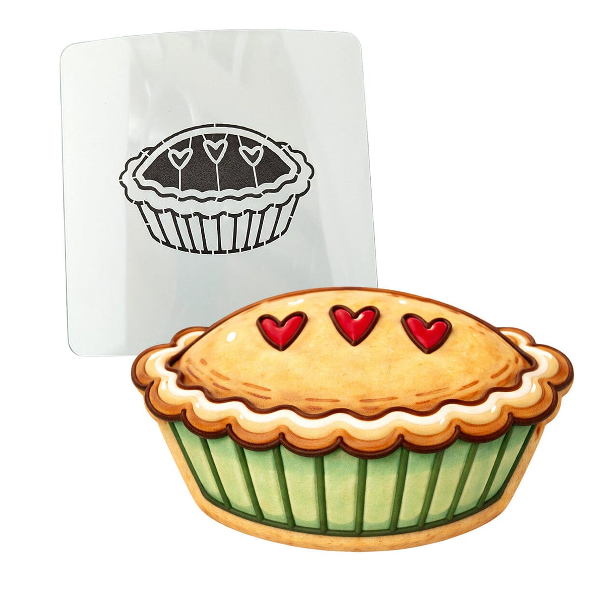Pie with Hearts Cookie Cutter | Stamp | Stencil - SHARP EDGES - FAST Shipping - Choose Your Own Size! #1 Cookie Cutter Lady LITTLE - 3 Inches (7.62cm) Stencil ONLY 