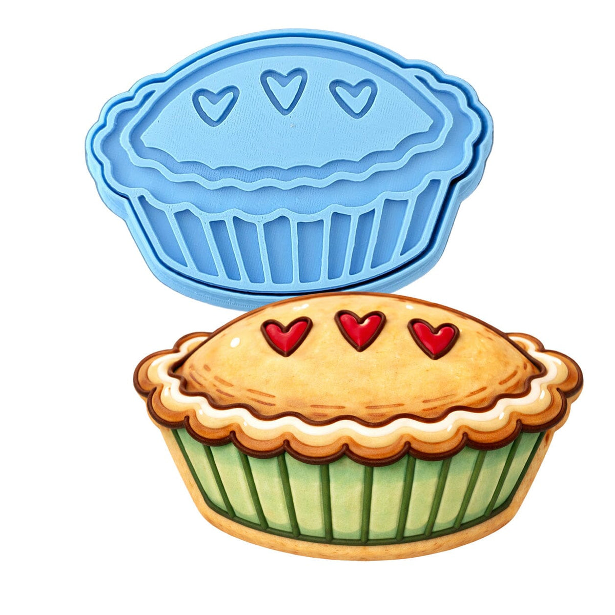 Pie with Hearts Cookie Cutter | Stamp | Stencil - SHARP EDGES - FAST Shipping - Choose Your Own Size! #1 Cookie Cutter Lady LITTLE - 3 Inches (7.62cm) **BUNDLE** Cutter + Stamp 