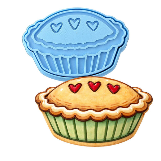 Pie with Hearts Cookie Cutter | Stamp | Stencil - SHARP EDGES - FAST Shipping - Choose Your Own Size! #1 Cookie Cutter Lady LITTLE - 3 Inches (7.62cm) **BUNDLE** Cutter + Stamp 