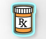 a pill bottle with the letter rx in it