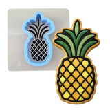Pineapple Cookie Cutter | Stamp | Stencil #2 Beach / Summer Cookie Cutter Lady MINI - 2 Inches (5cm) **BUNDLE** Cutter + Stencil 